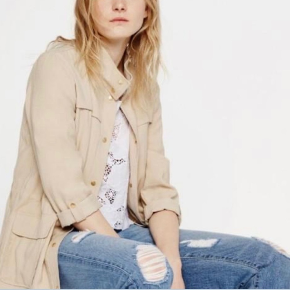 Zara Safari Utility lightweight tan jacket Small - Picture 5 of 6
